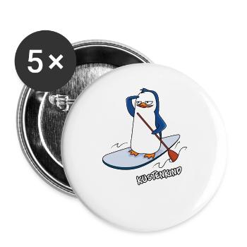 Küstenkind Pinguin - Buttons groß 56 mm (5er Pack) - Weiß - Vorne