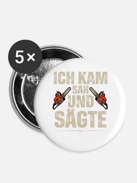 Holzfäller - Buttons groß 56 mm (5er Pack) - Weiß