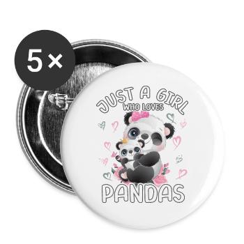 Panda Babypanda Juste une fille qui aime les pandas - Lot de 5 grands badges (56 mm) - blanc - Devant