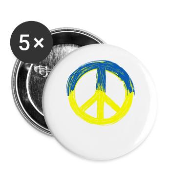 Peace for Ukraine - Buttons large 2.2''/56 mm (5-pack) - white - Front