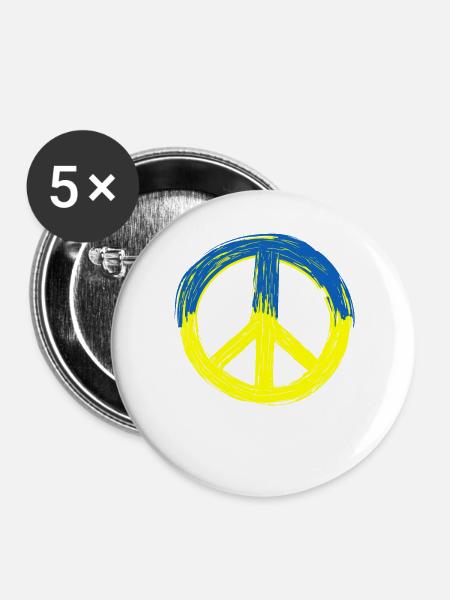 Frieden für die Ukraine - Buttons groß 56 mm (5er Pack) - Weiß