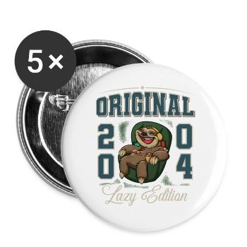 Year of birth 2004 Birthday Sloth 18th birthday - Buttons large 2.2''/56 mm (5-pack) - white - Front