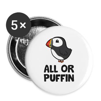 Tout ou Puffin Funny - Lot de 5 grands badges (56 mm) - blanc - Devant