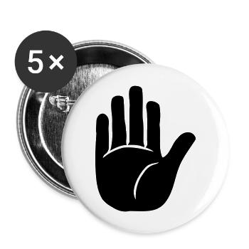 Drôle de main de bienvenue - Lot de 5 grands badges (56 mm) - blanc - Devant