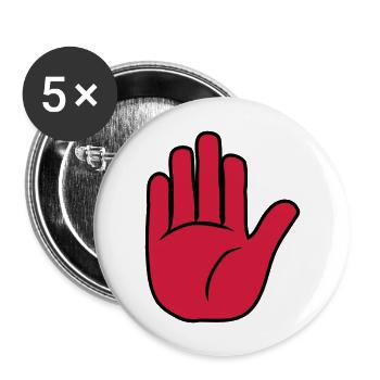 Stop Hand Zeichen - Buttons groß 56 mm (5er Pack) - Weiß - Vorne