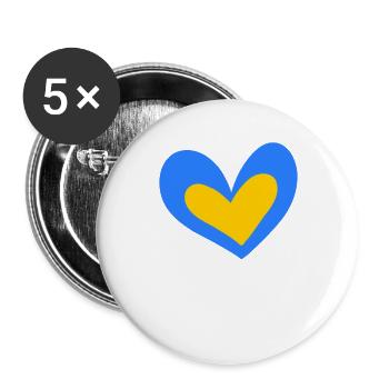 Ukraine Herz - Buttons groß 56 mm (5er Pack) - Weiß - Vorne