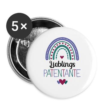 Lieblings Patentante Lieblingspatentante - Buttons groß 56 mm (5er Pack) - Weiß - Vorne