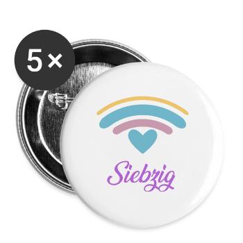 70. Geburtstag Regenbogen - Buttons groß 56 mm (5er Pack) - Weiß - Vorne