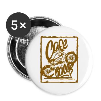 Croquis de moto vintage - Lot de 5 grands badges (56 mm) - blanc - Devant