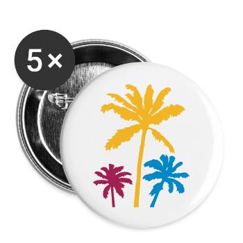 Silhouette Palmiers Coucher de soleil - Lot de 5 grands badges (56 mm) - blanc - Devant