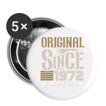 Né en 1972 Anniversaire Année vintage rétro - Lot de 5 grands badges (56 mm) - blanc - Devant