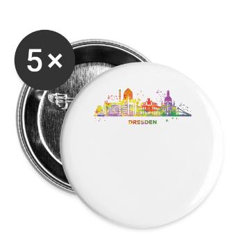 Dresde Skyline Coloré Dresden Frauenkirche - Lot de 5 grands badges (56 mm) - blanc - Devant