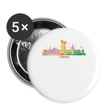 Leipzig Skyline Coloré Leipzig Uniriese - Lot de 5 grands badges (56 mm) - blanc - Devant