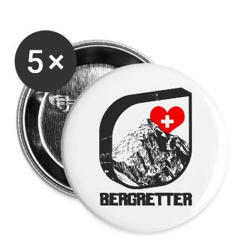 Bergretter - Buttons groß 56 mm (5er Pack) - Weiß - Vorne