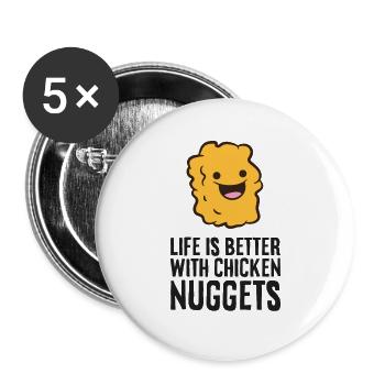 La vie est meilleure avec des pépites de poulet - Lot de 5 grands badges (56 mm) - blanc - Devant