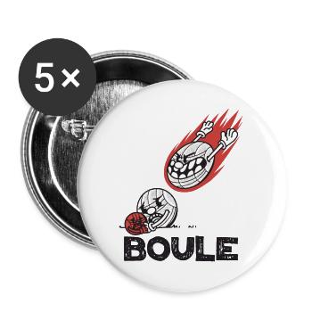Boules volantes pour les joueurs de boules Bouler - Lot de 5 grands badges (56 mm) - blanc - Devant