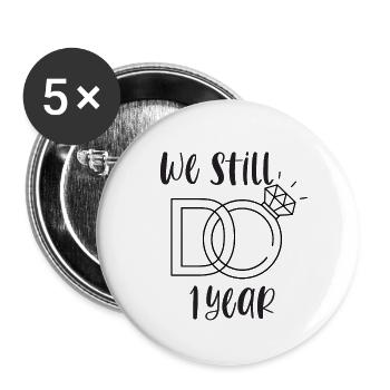 1er anniversaire de mariage en papier cadeau de mariage - Lot de 5 grands badges (56 mm) - blanc - Devant