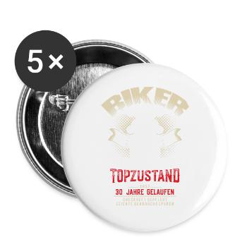 30. Geburtstag Biker Motorrad Motorradfahrer - Buttons groß 56 mm (5er Pack) - Weiß - Vorne
