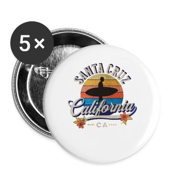 Kalifornien Santa Cruz Surfen Retro Sonnenuntergang - Buttons groß 56 mm (5er Pack) - Weiß - Vorne