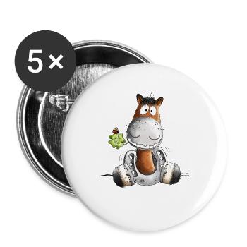 Lucky Horse I Horse Horseshoe Lucky Shamrock - Buttons large 2.2''/56 mm (5-pack) - white - Front