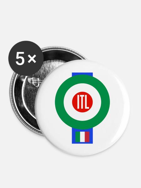 Italienisch - Buttons groß 56 mm (5er Pack) - Weiß