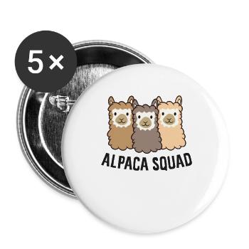 Alpaka Squad Lustiger Alpaka-Liebhaber - Buttons groß 56 mm (5er Pack) - Weiß - Vorne