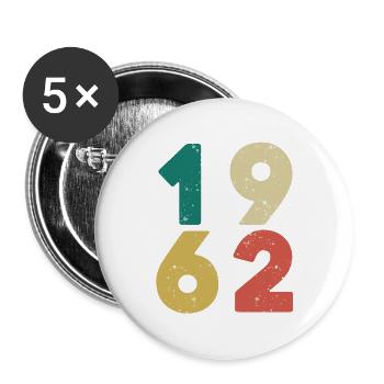 1962 - Millésime 1962 Rétro Vintage - Lot de 5 grands badges (56 mm) - blanc - Devant