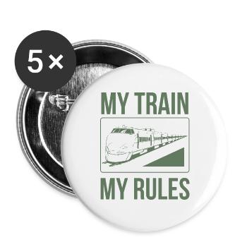 Train driver sayings my train my rules - Buttons large 2.2''/56 mm (5-pack) - white - Front