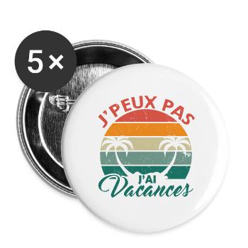 Vacances d été - Lot de 5 grands badges (56 mm) - blanc - Devant