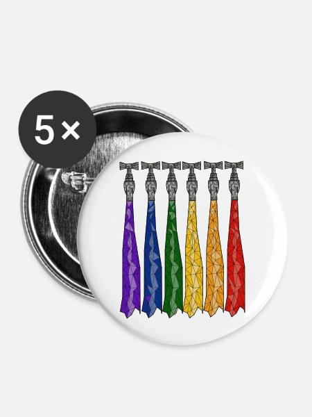 LGBTQ Wasserhahnen - Buttons groß 56 mm (5er Pack) - Weiß