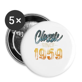1959 Geburtsjahr Geburtstag Baujahr Vintage - Buttons groß 56 mm (5er Pack) - Weiß - Vorne