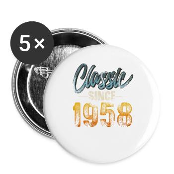 1958 Geburtsjahr Geburtstag Baujahr Vintage - Buttons groß 56 mm (5er Pack) - Weiß - Vorne