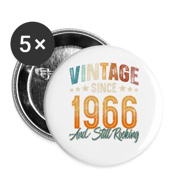 1966 Année de naissance Anniversaire Année de construction Millésime - Lot de 5 grands badges (56 mm) - blanc - Devant