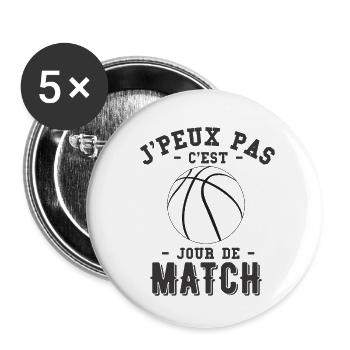 jour de match basketball - Lot de 5 grands badges (56 mm) - blanc - Devant