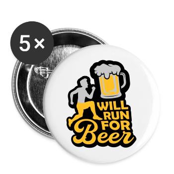 Für Bier rennen - Buttons groß 56 mm (5er Pack) - Weiß - Vorne