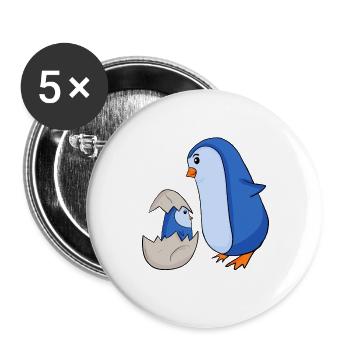 Pingouin avec Bébé Pingouin - Lot de 5 grands badges (56 mm) - blanc - Devant