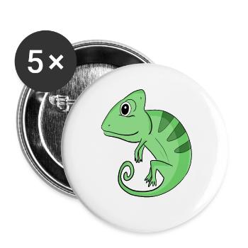 Caméléon - Lot de 5 grands badges (56 mm) - blanc - Devant