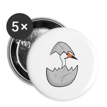 Grue pour bébé - Lot de 5 grands badges (56 mm) - blanc - Devant