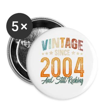 2004 Année de naissance Anniversaire Année de construction Millésime - Lot de 5 grands badges (56 mm) - blanc - Devant