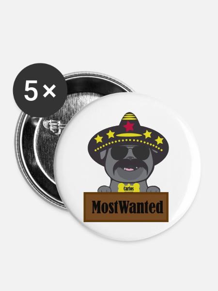 Most wanted - Buttons groß 56 mm (5er Pack) - Weiß