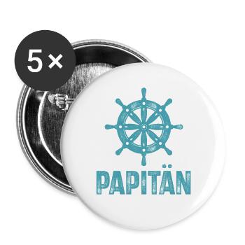 Papitän Vater Kapitän Motorboot Segeln Boot Schiff - Buttons groß 56 mm (5er Pack) - Weiß - Vorne