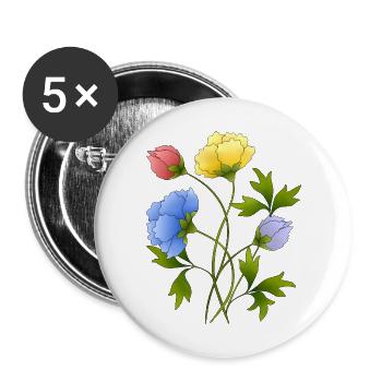 Fleur - Lot de 5 grands badges (56 mm) - blanc - Devant