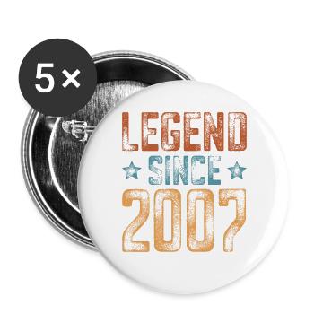 2007 Naissance Année de naissance Anniversaire - Lot de 5 grands badges (56 mm) - blanc - Devant
