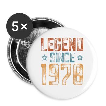 1978 Naissance Année de naissance Anniversaire - Lot de 5 grands badges (56 mm) - blanc - Devant
