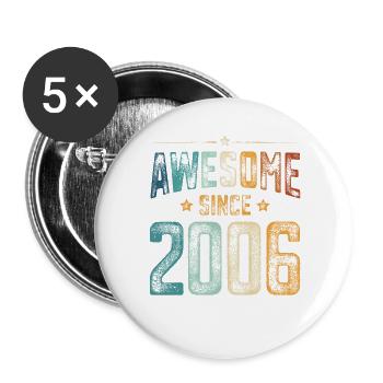 2006 Geboren 18.Geburtstag Geburtsjahr - Buttons groß 56 mm (5er Pack) - Weiß - Vorne