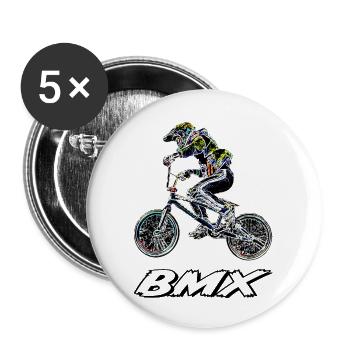 bmx racing - Lot de 5 grands badges (56 mm) - blanc - Devant