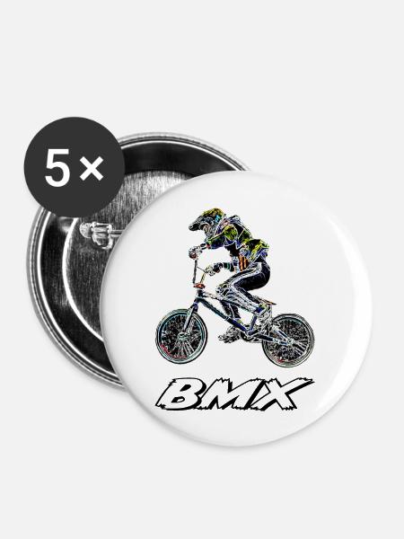 BMX Rennsport - Buttons groß 56 mm (5er Pack) - Weiß
