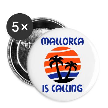 Mallorca is calling (palm trees, island, water, sun) - Buttons large 2.2''/56 mm (5-pack) - white - Front