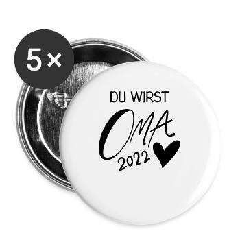 Oma 2022 - Werdende Oma 2022 - Buttons groß 56 mm (5er Pack) - Weiß - Vorne
