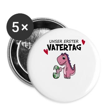 Vatertag - erster Vatertag Geschenk - Buttons groß 56 mm (5er Pack) - Weiß - Vorne